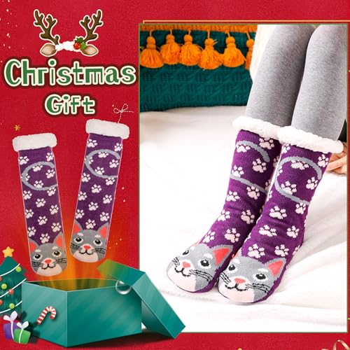 Image of WEVIAS Womens Slipper Socks Fuzzy Winter Thermal Grips Cozy Socks
