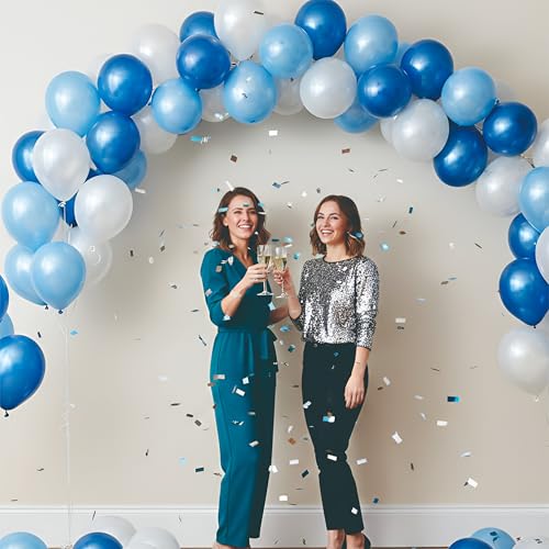 Image of Blue & White Metallic Balloon Garland Kit, Perfect for Parties, Events & Birthday Celebrations