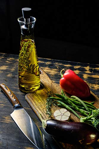 No Funnel Needed Olive Oil & Vinegar Dispenser Glass Cruet Bottle for Kitchen | Airtight Silicone Cap Keeps Oil Fresh Longer | 17 ounce cruet (Clear)