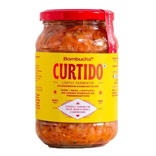 Bombucha Curtido , Salvadoran Cabbage Slaw 450G | 100% Veg | Traditionally & Naturally Fermented | Raw & Unpasturized I No Preservative I No Artificial Flavoring I No Vinegar I Healthy Food