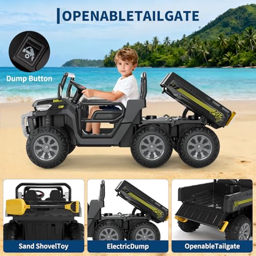 GarveeLife 24V 2 Seater Ride On Dump Truck for Big Kids - Electric Ride On Car with Auto-Lifting Bed, 4x75W Motors, Parent Remote Control & 6 Wheels - 110 Lbs Capacity, 5 MPH Kids Truck Toy by GarveeLife - Image 2