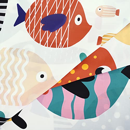Image of RosieLily Fish Shower Curtain, Kids Shower Curtains Set with 12 Hooks, Waterproof Shower Curtain, Cartoon Fun Fishes Bath Curtains, 72x72 ''