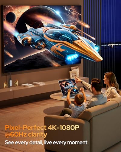Image of 2026 Upgraded Wireless HDMI Transmitte231123Wireless HDMI 4K Decode 1080P@60Hz Output Zero Latency, Plug&Play Dual-Band 5.8+2.4G Video and Audio for PC /Laptop /TV /Monitor
