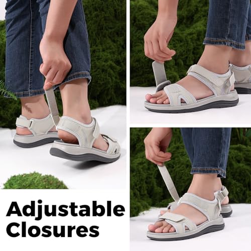 Image of FitVille Women's Orthopedic Wide Sandals Casual Arch Support Flat Sandals