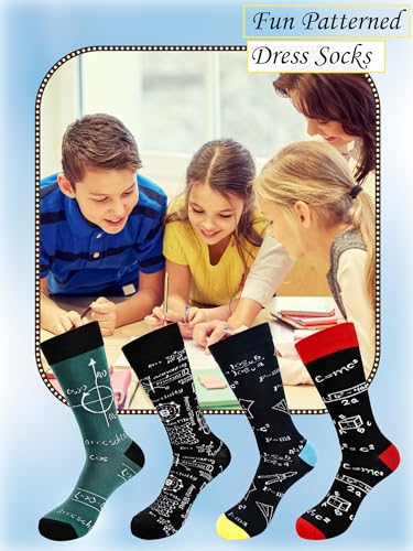 12 Pairs Funny Math Science Socks Novelty Patterned Socks Cotton Sock for Men Teacher Graduation Appreciation Gifts, 4 Style2