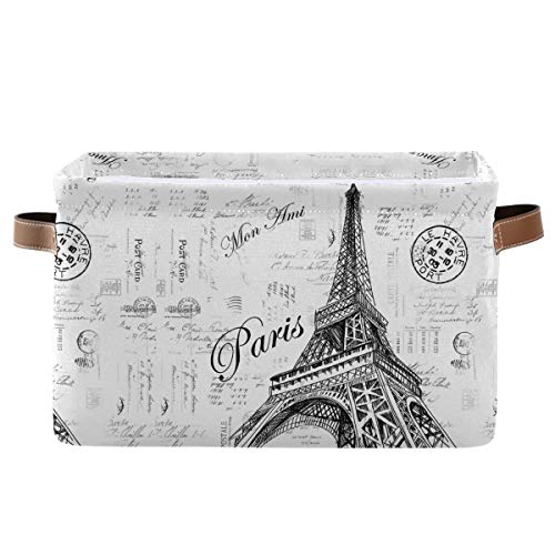WELLDAY Storage Basket Paris Eiffel TowerCloset Storage Bin Cube Organizer Baskets for Shelves Organizing 1PC