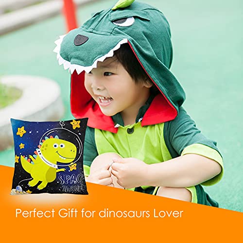 Dinosaur Decorative Throw Pillow Cover 18X18, Outer Space Cotton Linen Square Cushion Cover, Cute Dino Cartoon Pillow Case For Gift/Couch/Car/Party/Wedding Decor #TOP4