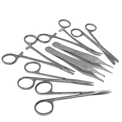 Image of A2ZSCILAB Set of 7 Pieces Scissors Forceps Hemostats Needle Holder Driver Set for Educational Training, Made of Stainless Steel