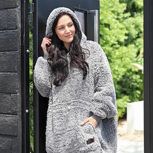 Image of Catalonia Oversized Hoodie Blanket Sweatshirt, Comfortable Sherpa Giant Pullover with Large Front Pocket for Adults Men Women Teenagers Wife Girlfriend