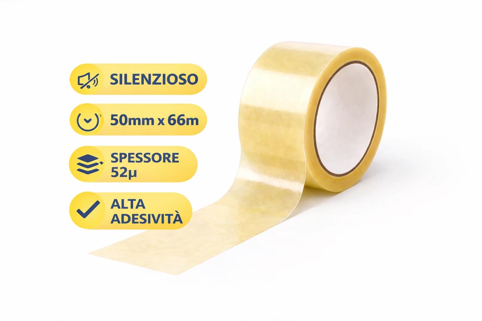 Generico Nastro Adesivo Trasparente Silenzioso 36 Rotoli 50mm x 66m - Imballaggio Professionale per Scatole, Pacchi, Spedizioni Ecommerce, Magazzino, Traslochi