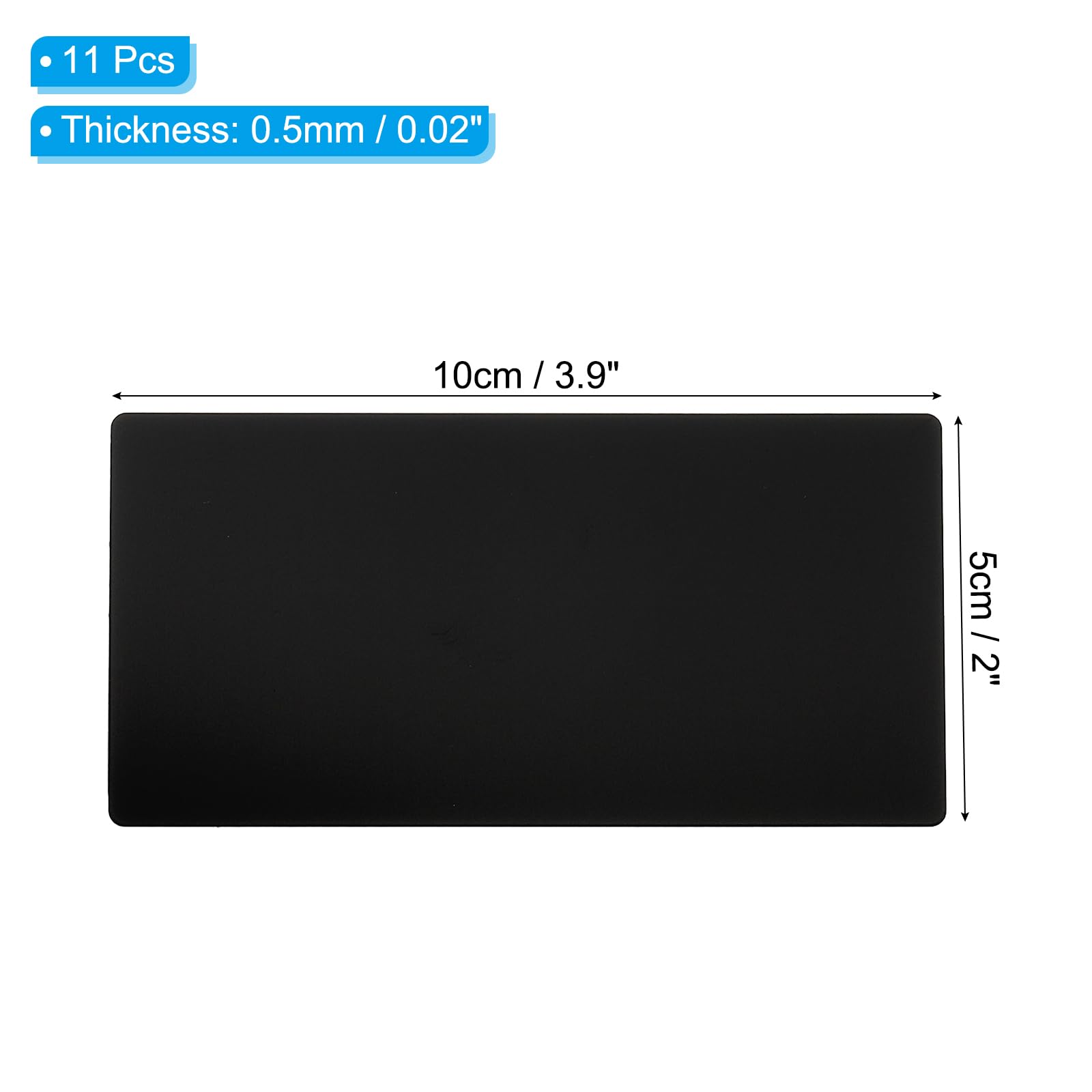 PATIKIL 4x2 Inch Anodized Aluminum Sheet Metal, 11 Pack Self Adhesive Laser Plates Engraving Blanks 0.5MM Thin for Crafting DIY House, Black