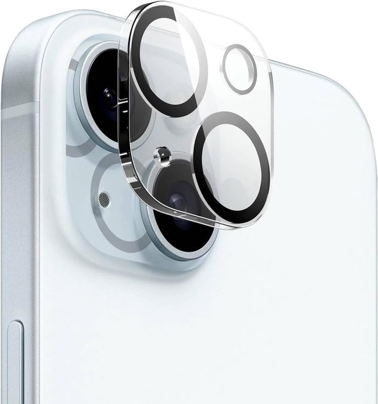 Image of XYKOS Tempered Glass iPhone 15 / iPhone 15 Plus Camera Lens Protector Truly Shatterproof,Scratch-Resistant,9H Hardness,Anti-Fingerprint Tempered Camera Screen Protection Film Accessories,Transparent
