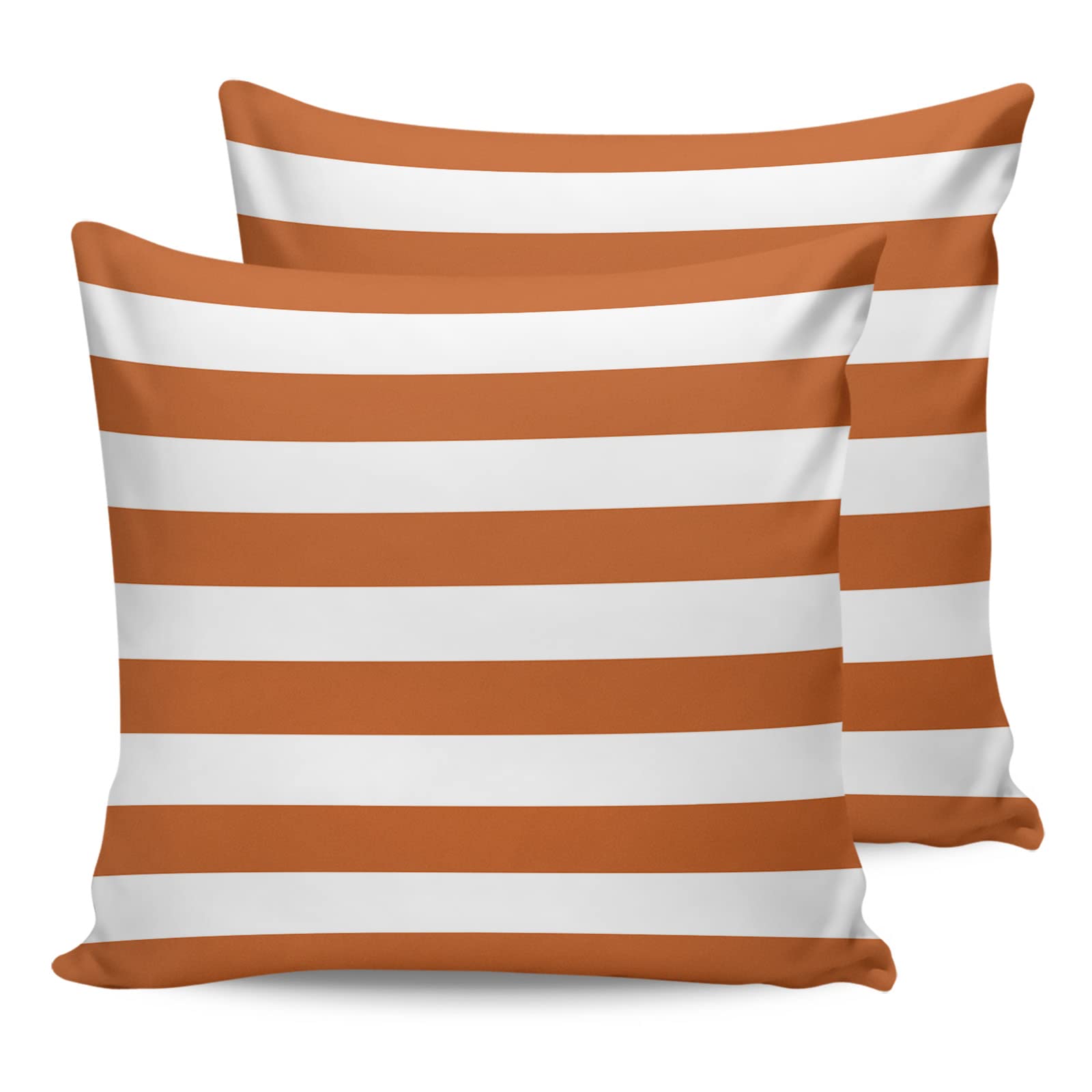 JasmineM Outdoor Pillow Covers 20x20 Waterproof Polyester Throw Pillow Covers, Orange White Stripes Decorative Pillowcases Garden Cushion Case for Patio Couch Sofa Decoration Set of 2, Geometric