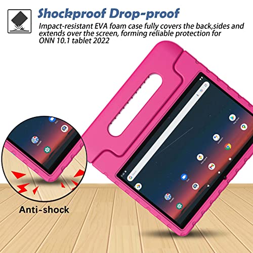 Ltrop Kids Case For Walmart Onn 10.1 Tablet Gen 3 2022 Model 100071485, Shockproof Convertible Handle Stand Case For 2022 Onn 10.1" Tablet 100071485 Gen 3 Only, Rose #TOP6