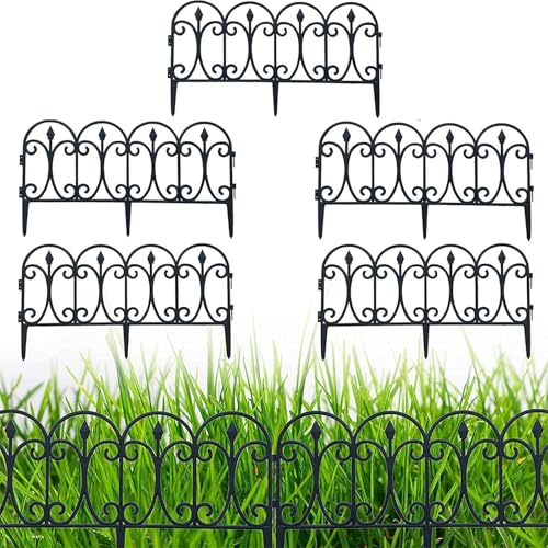 5er Set Gartenzaun Dekorativer Eleganter Zaun aus Wetterfestem Kunststoff, Zierzaun zum Stecken 23cm hoch, Schöner Dekozaun, Gesamtlänge 2,9m 5er Set Gartenzaun Dekorativer Eleganter Zaun aus Wetterfestem Kunststoff, Zierzaun zum Stecken 23cm hoch, Schöner Dekozaun, Gesamtlänge 2,9m