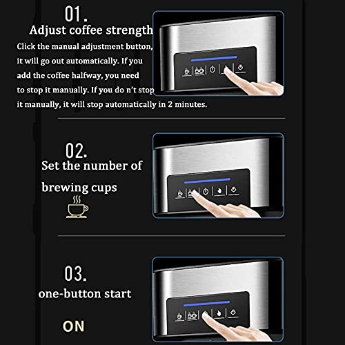 JLKDF Kaffee Machen 4 Tasse, Kaffeemaschine mit Mühle für Filterkaffee, Espressokaffee, Kaffeemaschine mit… – Bild 3