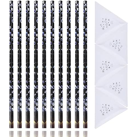 JERCLITY 10 Pieces White Refill Rhinestone Picker Pencil Set Self Adhesive Nail Dotting Wax Pen with 5 Piece Triangular Beads Sorting Tray for Nail Art DIY Decoration Cover