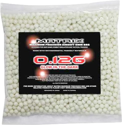 Evike Airsoft - Matrix Match Grade 6mm Glow in The Dark Airsoft BB (Model: 0.12g Green 2000rds)