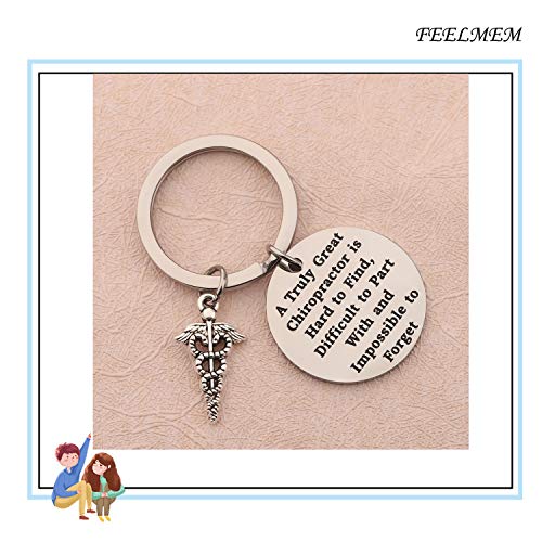 Feelmem Chiropractor Gift Massage Therapist Gift Chiropractor Graduation Jewelry Gift A Truly Great Chiropractor Is Hard To Find Harder To Part With And Impossible To Forget Keychain (Silver) #TOP3