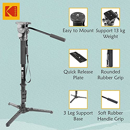 Image of Kodak M531 Monopod with Support Foot, 32mm Strong Aluminum Tube Monopod, Black