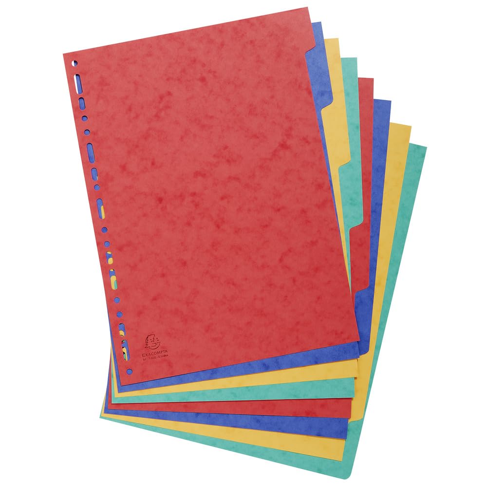 Exacompta 1408E 25er Pack Premium-Register für DIN A4 aus starkem Colorspankarton 8-teilig volle Höhe 22 x 29,7 cm vollfarbig 2 x 4 Farben mit Indexseite zum selbstgestalten Trennblätter