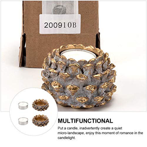 Pretyzoom Votive Candle Holders Pine Cone Candle Holder Vintage Incense Holder Dinner Table Centerpiece For Dinner Wedding Parties Home Decor Household 2Pcs #TOP7