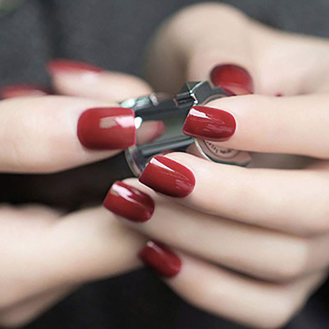 Amazon.com: Bomine Red Press on Nails Short Square Fake Nails Glossy Red  False Nails Acrylic Full Cover Stick on Nails Art Sharp Faux Nails Small  Length Tips Nails Wedding Party for Women