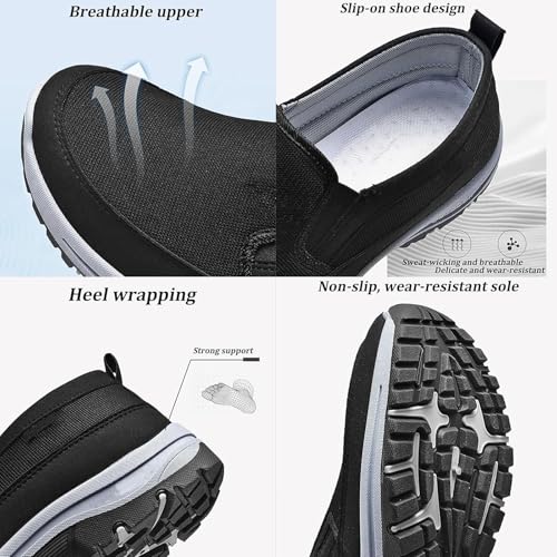 Men's Arch Support Orthopedic Slip-on Canvas Loafers,Outdoor Casual Non Slip Orthopedic Sneakers Flats Walking Boat Shoes4