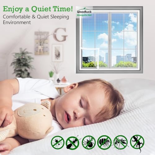 Image of Woodluck Mosquito Net for Window Customisable Size Up to 105x170 cm Ivory