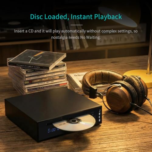 Image of SMSL PL20 HiFi CD Player for Home, CD Ripper, Bluetooth Car CD Players, 2*CS43131 Chip, USB Drive /Bluetooth Input RCA /BT /3.5mm /4.4mm Balanced /Optical /Coaxial Digital Output, Black