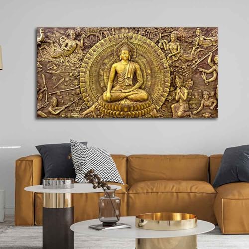 Image of VIBECRAFTS Canvas Paintings for Living Room Drawing Room Canvas Wall Painting of Gautam Buddha for Homedecore|Office|Gift|Livingroom|Bedroom(PTVCH 2398NN)(48 x 24 Inches)