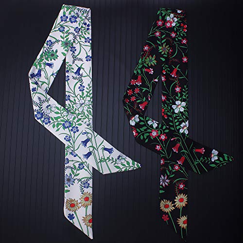 4pcs Bright Flowers Bag Handbag Handle Ribbon Scarf Hair Head Band Neck Scarf Neckerchief Scarf Fashion Gifts, Multicoloured, Medium2