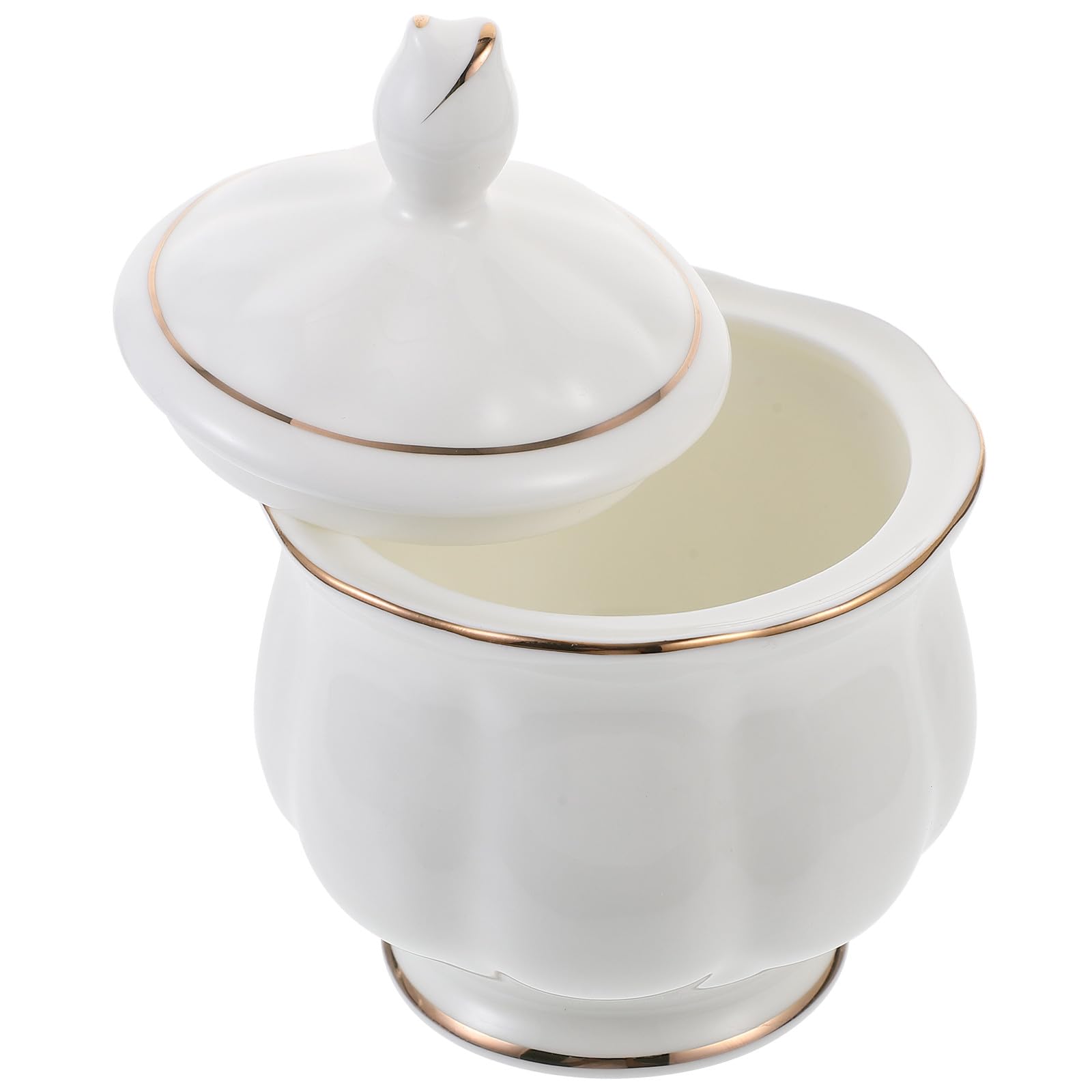 YARNOW Zuccheriera e Protegge Dall’umidità Facile da Pulire in Ceramica Bianca Stile Semplice e Aspetto con Coperchio per Uso Domestico