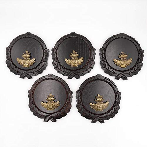 5 placas de cuña talladas oscuras AF 16 cm con 5 hojas de roble, portada grande, tabla cuña, tabla de especias, cartel trofeo.