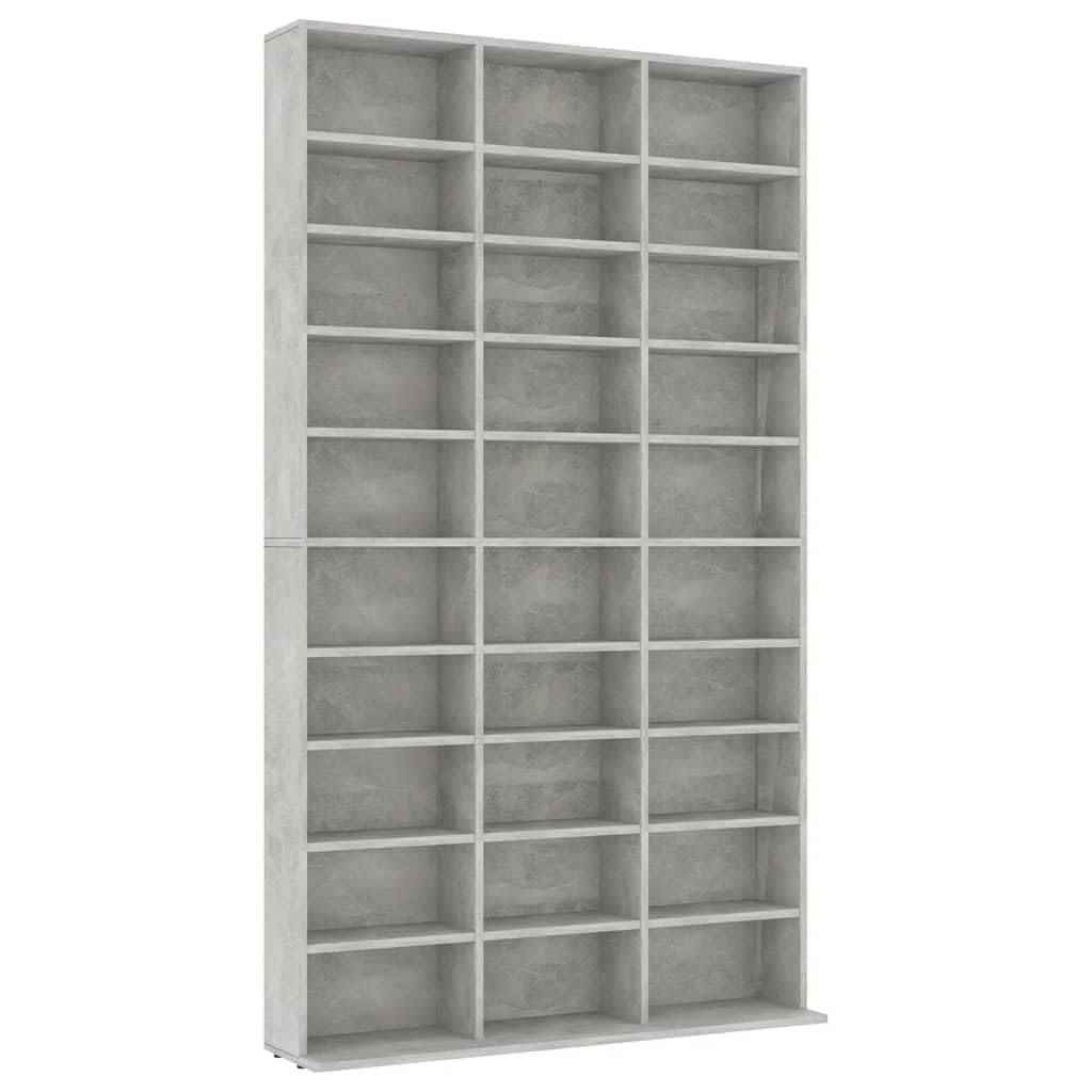vidaXL Estantería para CD Aparador Armario Mueble Mostrador Organizador Almacenamiento Salón Casa Hogar Contrachapada Gris Hormigón 102x16x177,5 cm