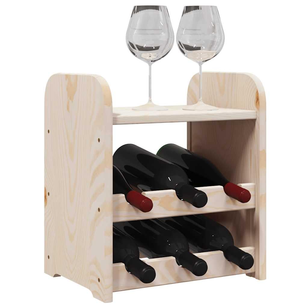 Weinregal mit Oberplatte aus massivem Kiefernholz 33 x 25 x 37 cm 2 Ebenen für bis zu 6 Flaschen weinregal flaschenregal, Lagerung im Speisekammer Bar