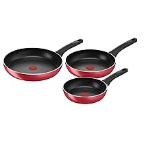Lagostina Cucina Mediterranea Set di Padelle Antiaderenti in Alluminio Ø 20, 24, 28 cm, 3 Pezzi, Batteria Pentole Induzione, Gas e Forno, Indicatore Cottura Thermo-Signal, Manici Ergonomici in Bakelite