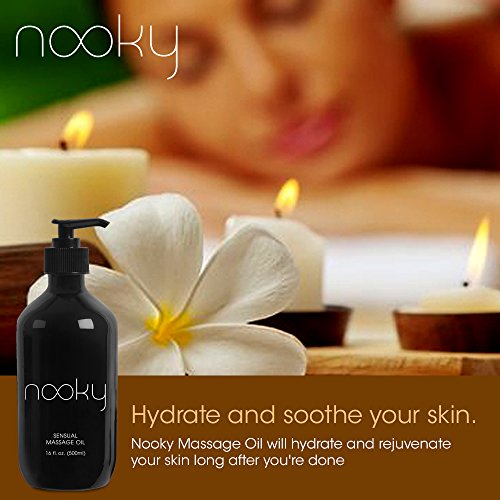 Nooky Massage Oil with 100% Premium Natural Ingredients. Relaxing Essential and Sweet Almond Oils for Massaging 16 ounces