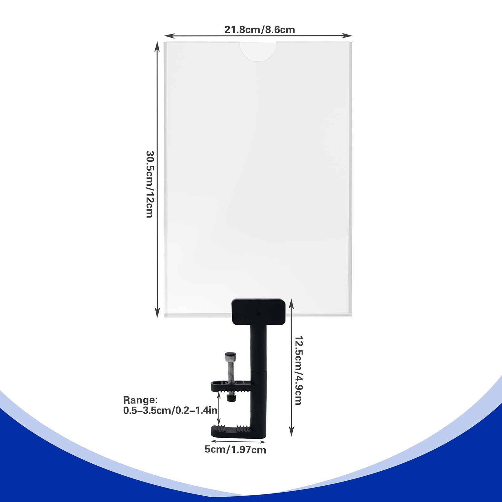 2 Set Schilderhalter-Clip mit 21,0 x 29,7 cm Acrylrahmen, drehbare Doppel Display Klemme für Kleiderstangen, Röhren, Wiederverwendbare Schilder, Preisschilder für den Einzelhandel mit Bekleidungsges