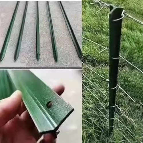 Set di 5/10 paletti in acciaio verde con fascette per recinzioni da giardino, in metallo, per recinzioni da 130, 150, 170, 180 cm, ideali per recinzioni da giardino e sicurezza