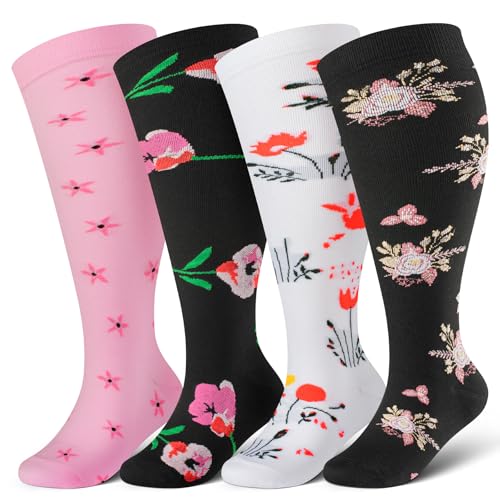 Image of Cerpite Plus Size Compression Socks 20-30 mmHg for Women & Men, Extra Wide Calf Compression Socks, Cushioned Breathable Support for Nurses, Travel, Running & Long Standing