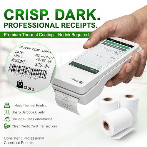 Vonlyst Clover Flex Paper Rolls 2 1/4" x 55’ Thermal Receipt Paper – 50 Rolls Pack - BPA Free POS Printer & Credit Card Machine Compatible C400 C401 C403 C405 C406 by Vonlyst - Image 4