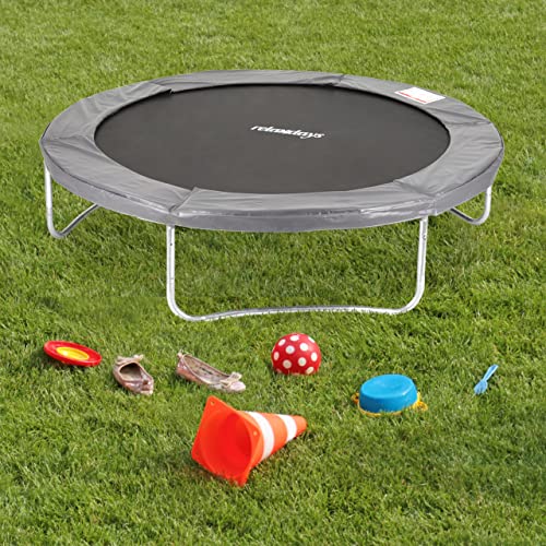Relaxdays Trampolin Outdoor, Gartentrampolin für Kinder & Erwachsene, bis 150kg, mit Randabdeckung, versch. Größen, grau – Bild 3