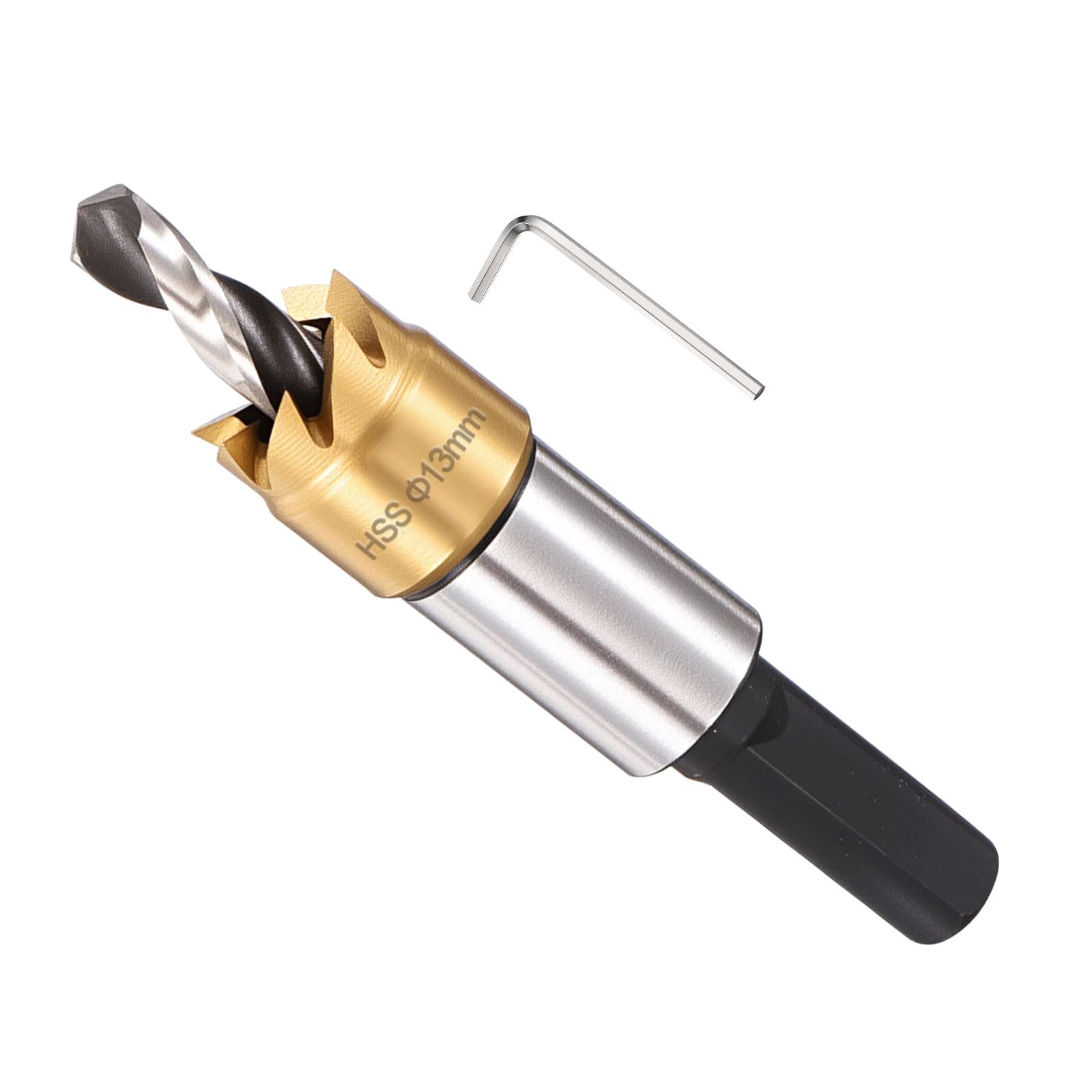 METALLIXITY Hole Saw 13mm (1/2"), M2 High Speed Steel Hole Cutter with Center Drill Bit, Hex Key and Spring