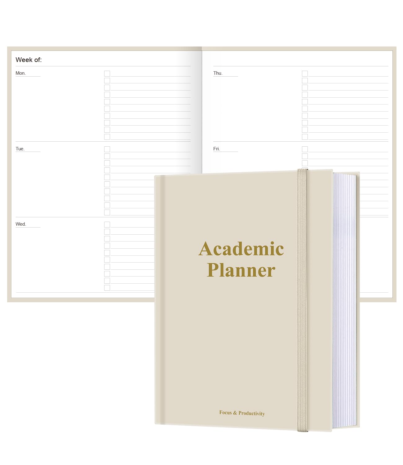 Planner accademico per il 2025 e il 2026 o in qualsiasi momento, 21,6 x 27,9 cm, pianificatore settimanale non datato per studenti scolastici, universitari e infermieristici, 200 pagine, beige
