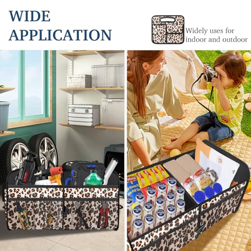 Image of Femuar Car Trunk Organizer, Trunk Storage Organizer with Large Capacity Waterproof Collapsible Trunk Organizer for Car Suv /Jeep /Sedan (Leopard Print, Standard)