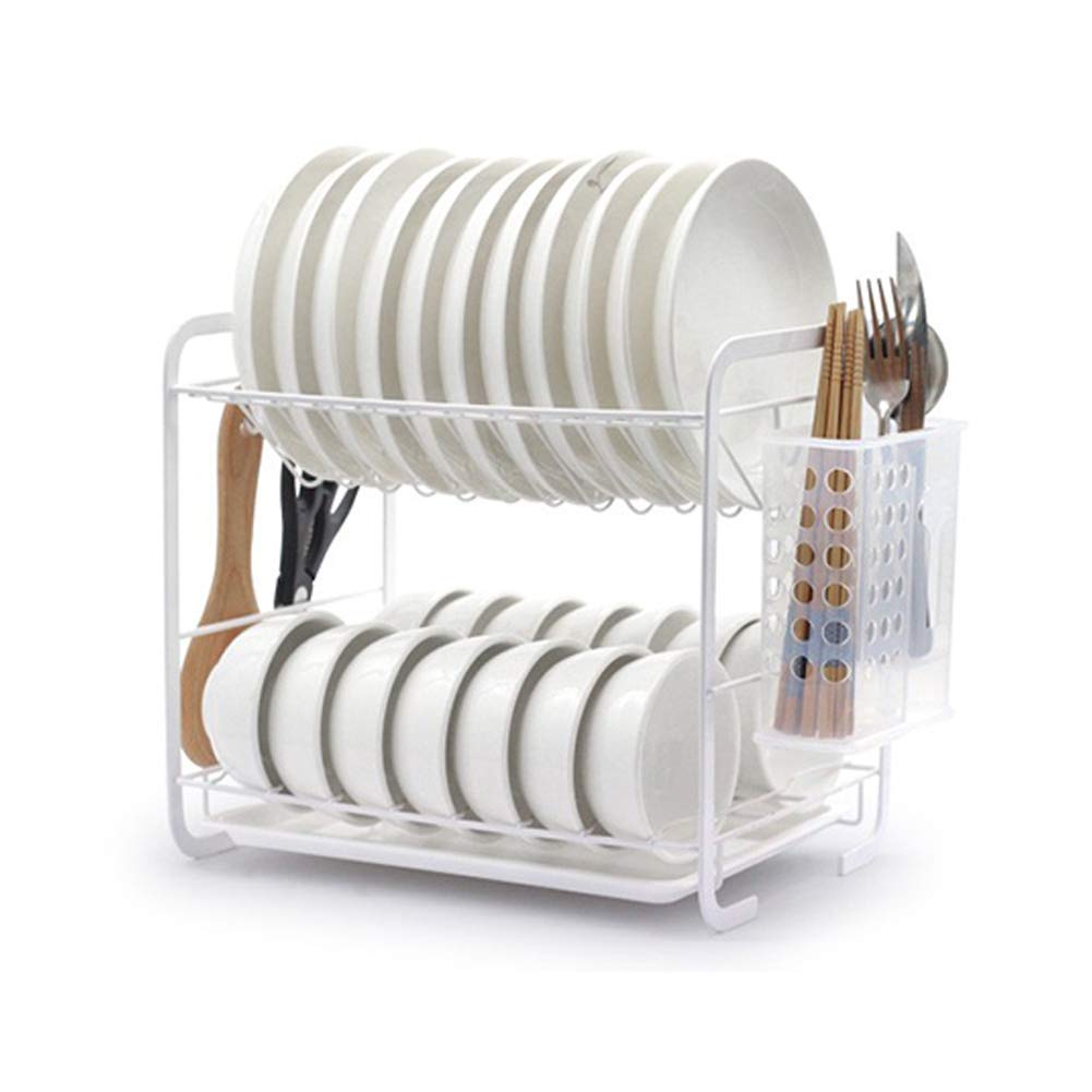 Support À Vaisselle pour 11 Assiettes, 14 Bols Et Porte-Baguettes Amovible, Support De Séchage pour Bol Et Tasse avec Égouttoir, Blanc