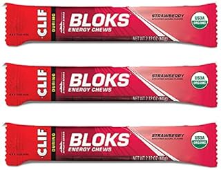 CLIF BLOKS - Energy Chews - Strawberry- Non-GMO - Plant Based Food - Fast Fuel for Cycling and Running-Workout Snack (2.1 Ounce Packet, 3 Count)
