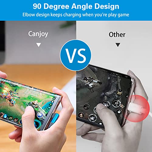 60W/3A C-C Cable【3Pack 10ft】, Canjoy USB C Cable Right Angle Type C Cable Fast Charging Cable Nylon Braided Cord Compatible with MacBook Pro, iPad Air/Pro, Samsung Galaxy S22/S21