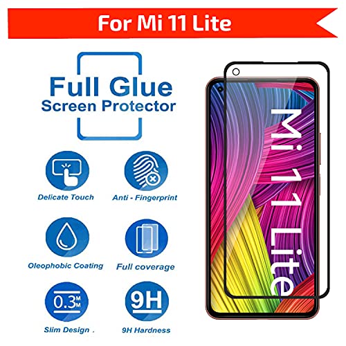 Image of POPIO Military-Grade Gorilla Tempered Glass for Xiaomi Mi 11 Lite / 11 Lite 5G NE / 11 Lite 5G | 9H Hardness, Edge-to-Edge, Bubble-Free